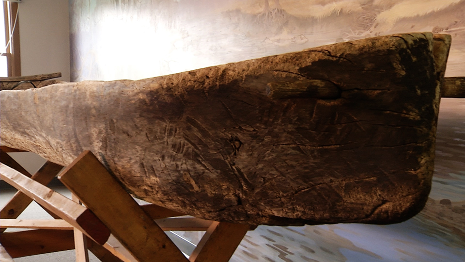 The bow of the Chippewa River Dugout Canoe